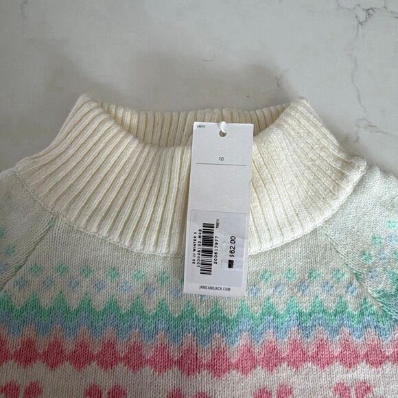 Janie and Jack The Flower Fair Isle Sweater Cream & Sugar Fair Isle Size 10 - Picture 6 of 10